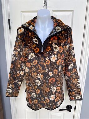 SIMPLY SOUTHERN Women 1/4 Zip Pullover Floral Super Soft Fleece Lightweight sz L